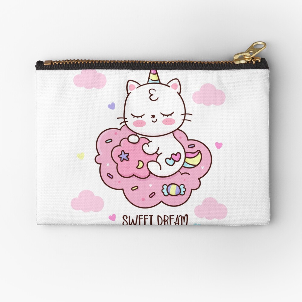 Cute Unicorn (Heart) Zipper Pouch - unicorn fantasy design by HackerLooks