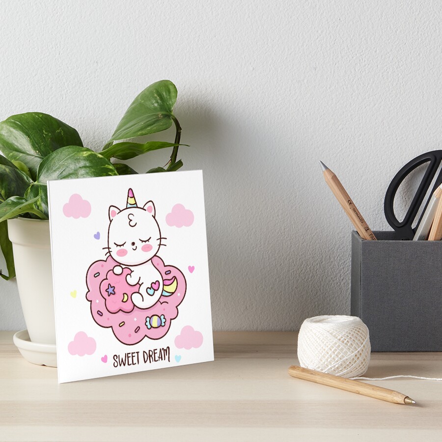 Cute Unicorn (Heart) Art Board Print - unicorn fantasy design by HackerLooks