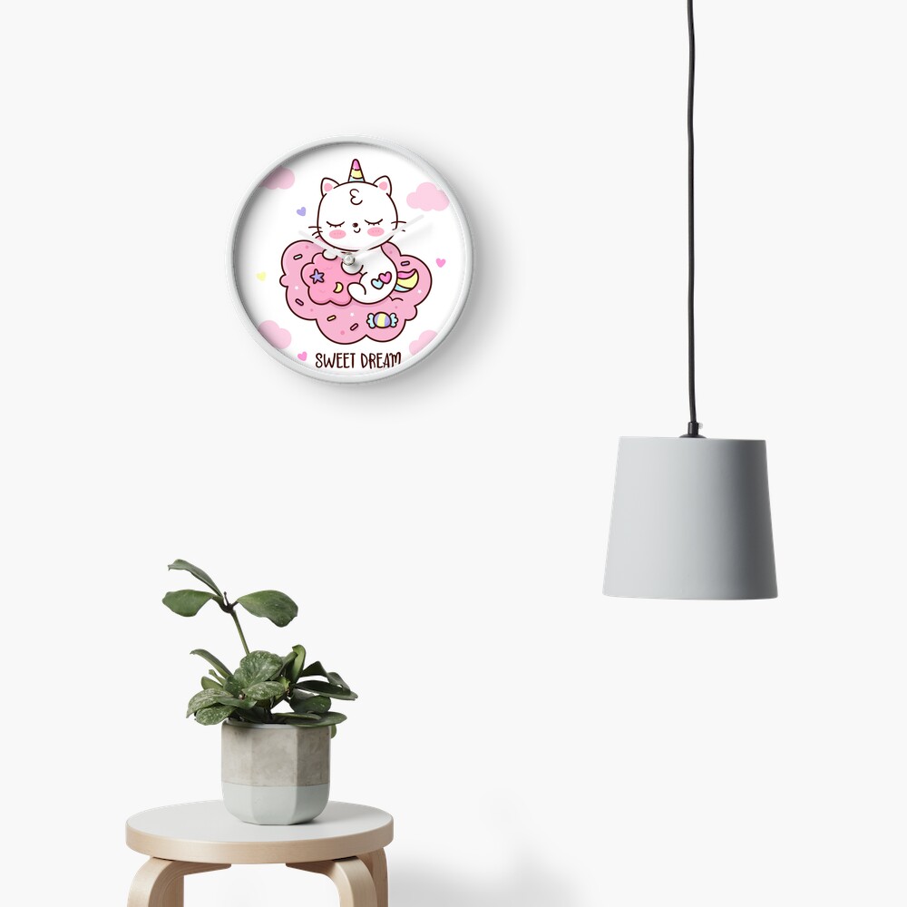 Cute Unicorn (Heart) Clock - unicorn fantasy design by HackerLooks