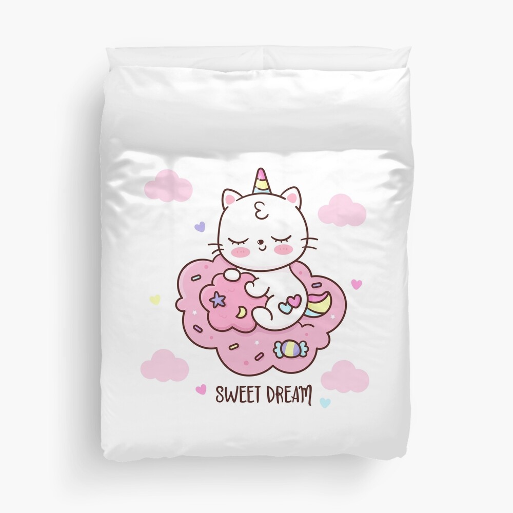 Cute Unicorn (Heart) Duvet Cover - unicorn fantasy design by HackerLooks