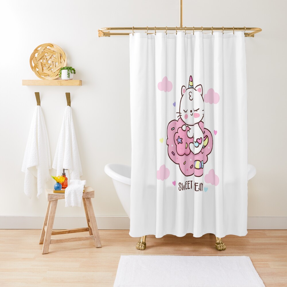 Cute Unicorn (Heart) Shower Curtain - unicorn fantasy design by HackerLooks