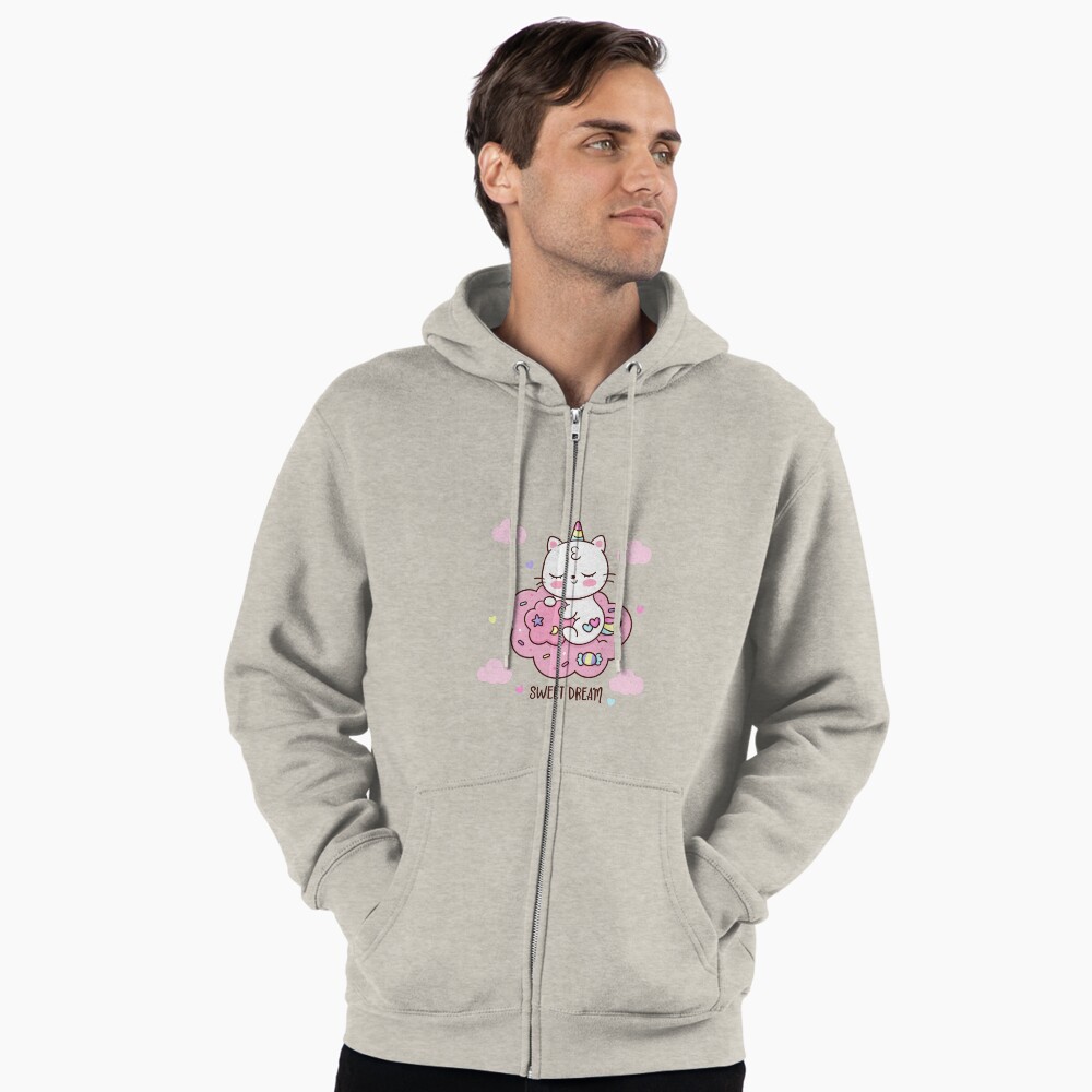 Cute Unicorn (Heart) Zipped Hoodie - unicorn fantasy design by HackerLooks