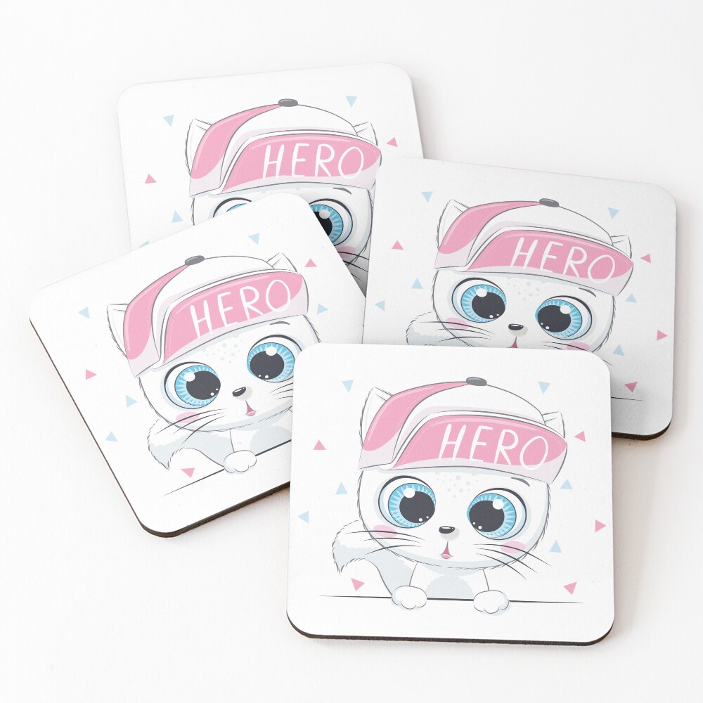 Cute Hero Coasters (Set of 4) - cute pet design by HackerLooks