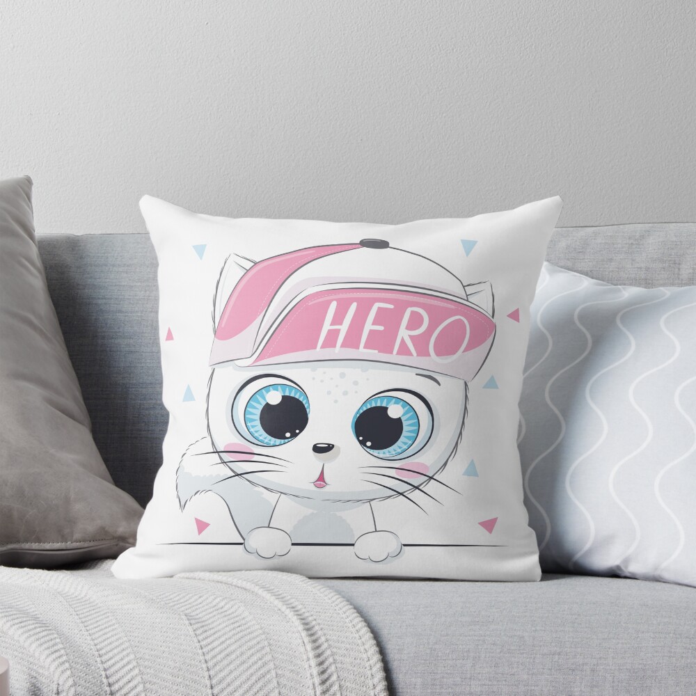 Cute Hero Throw Pillow - cute pet design by HackerLooks