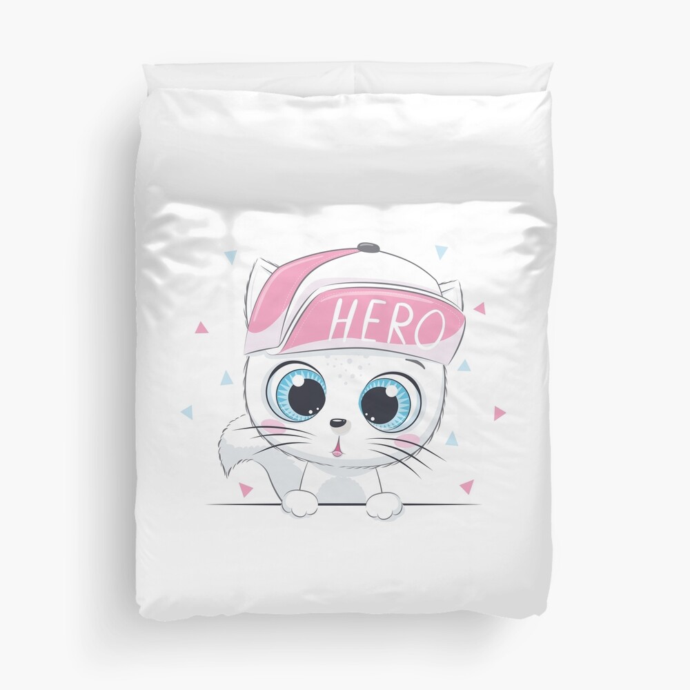 Cute Hero Duvet Cover - cute pet design by HackerLooks