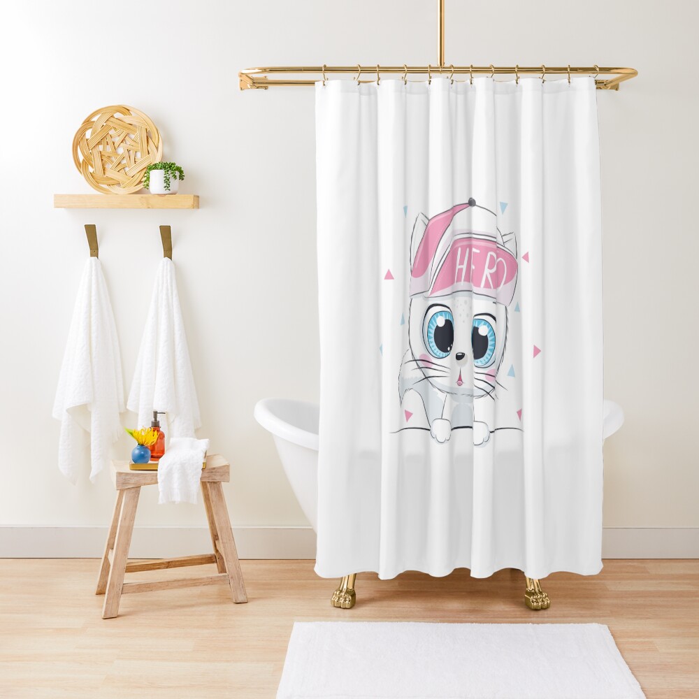 Cute Hero Shower Curtain - cute pet design by HackerLooks