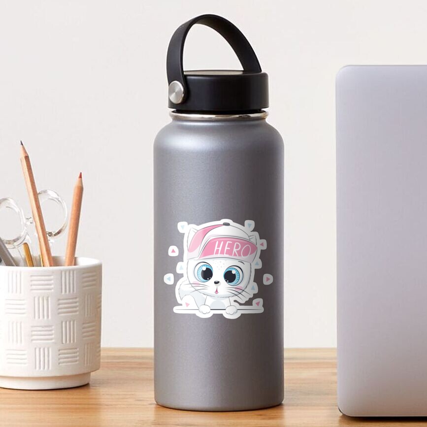 Cute Hero Glossy Sticker - cute pet design by HackerLooks