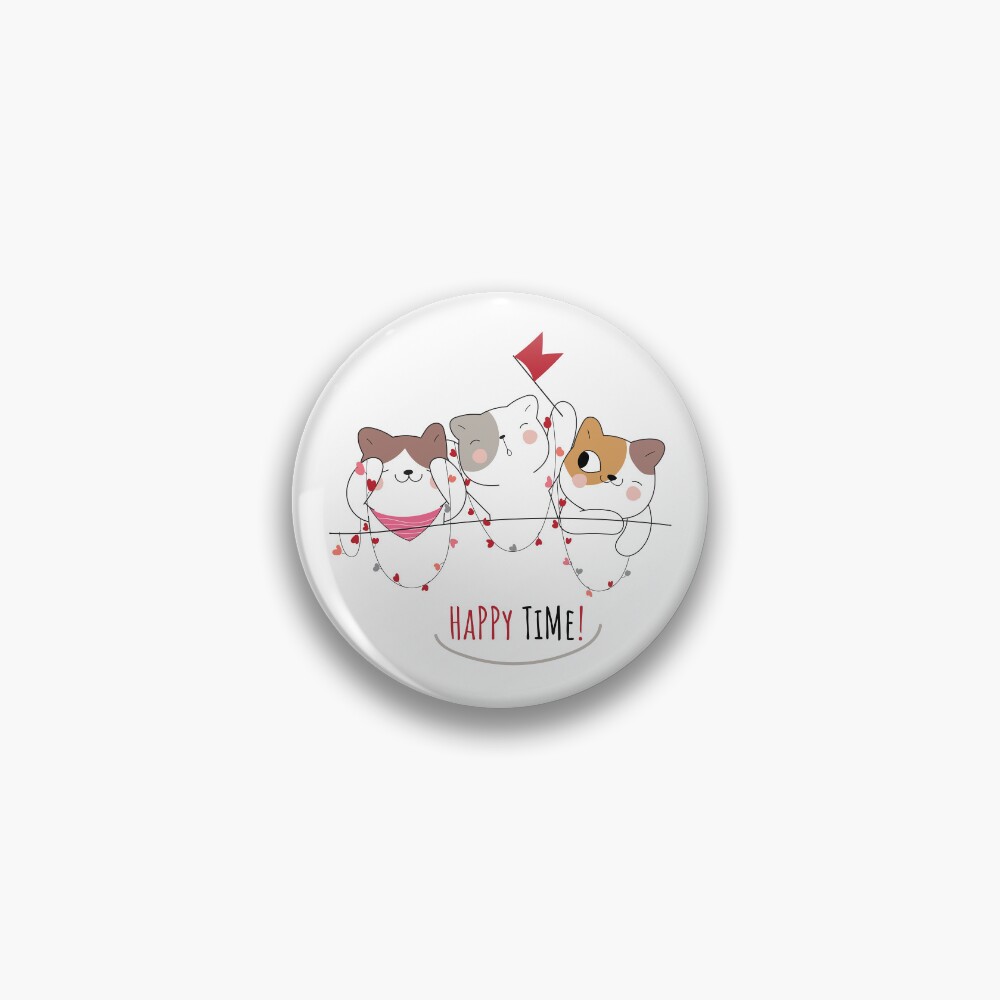 Happy Time Pin - cute pet design by HackerLooks