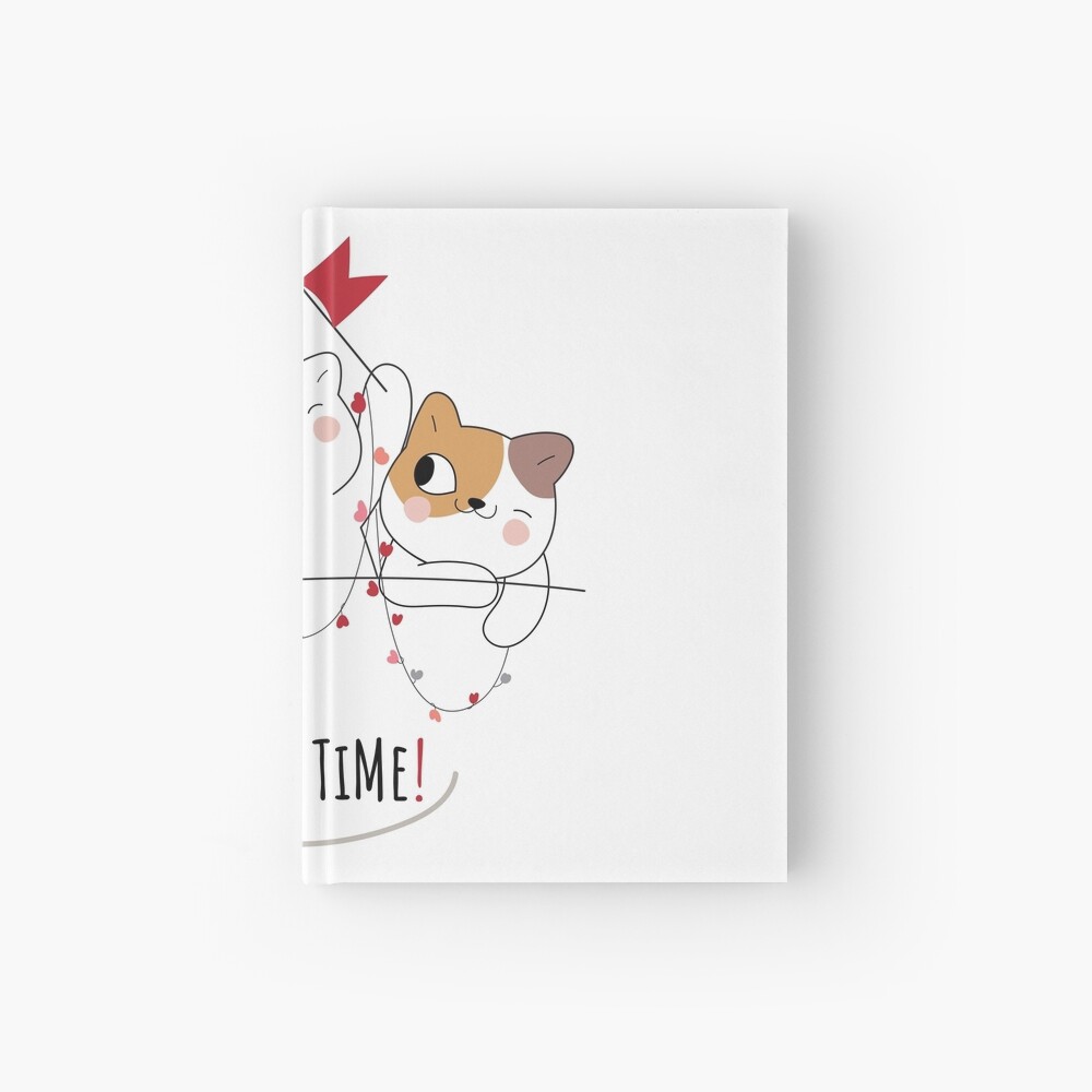 Happy Time Hardcover Journal - cute pet design by HackerLooks