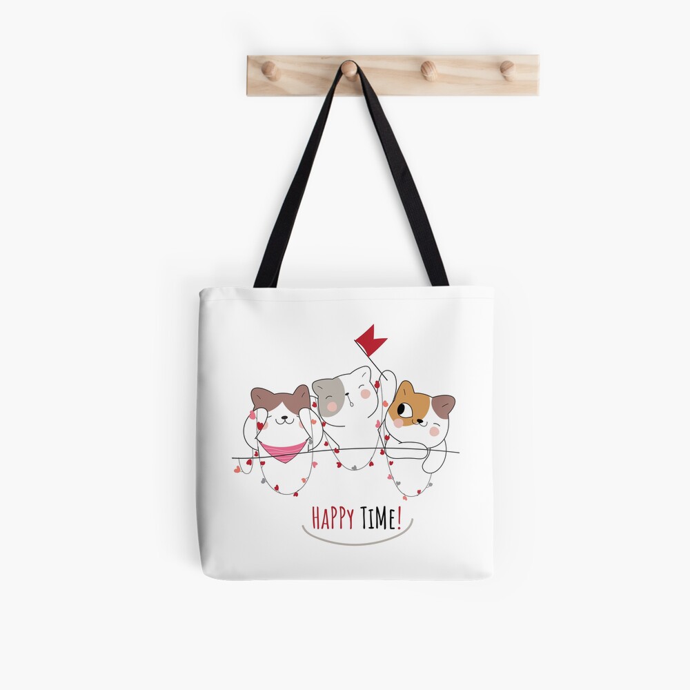 Happy Time All Over Print Tote Bag - cute pet design by HackerLooks