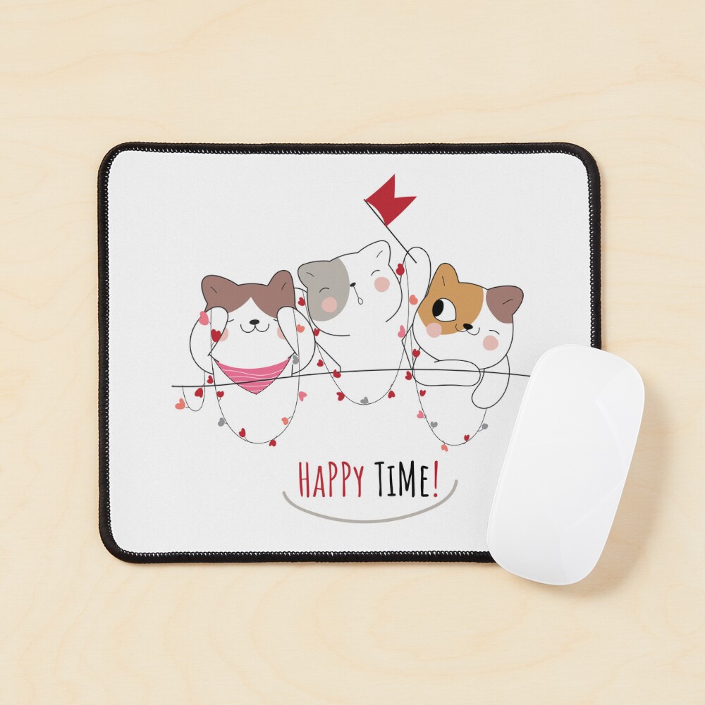 Happy Time Mouse Pad - cute pet design by HackerLooks