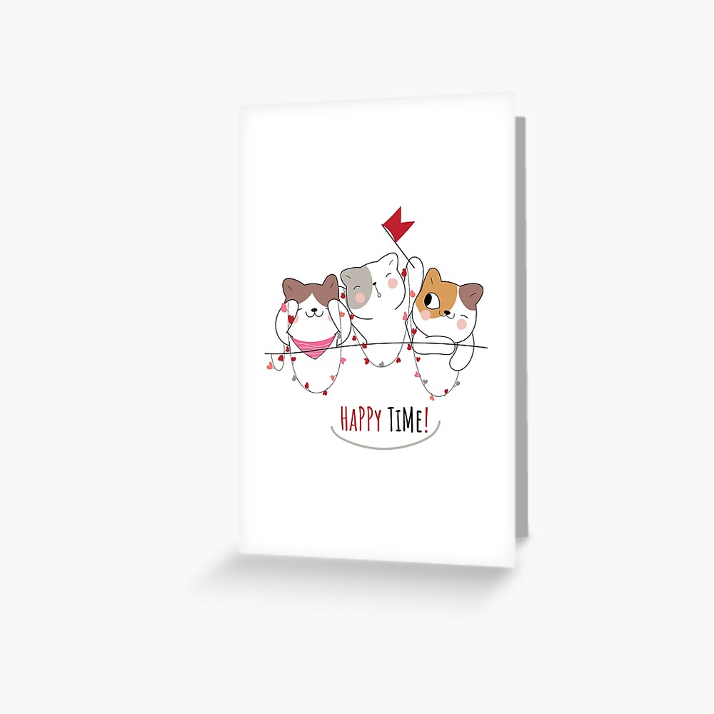 Happy Time Greeting Card - cute pet design by HackerLooks