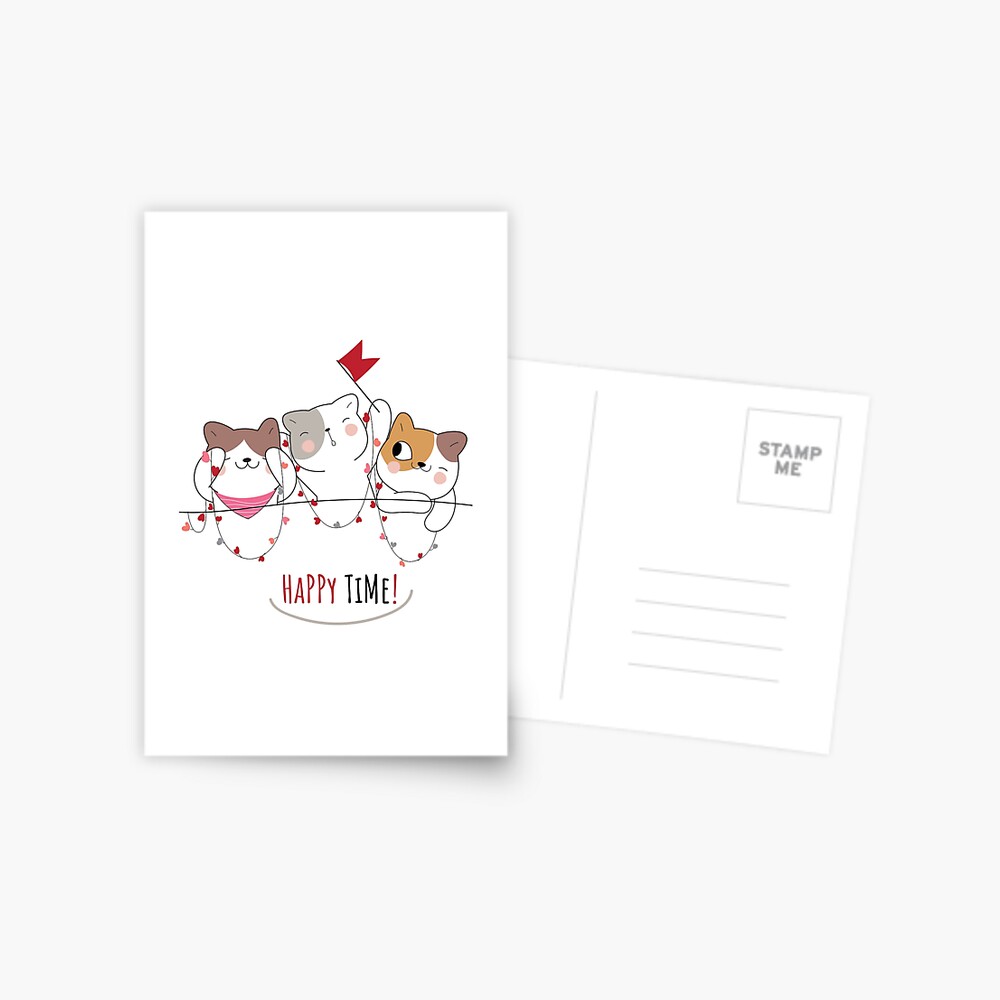 Happy Time Postcard - cute pet design by HackerLooks
