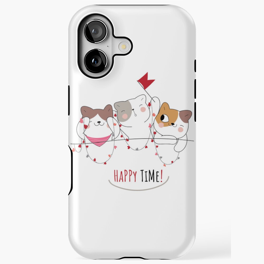 Happy Time iPhone Tough Case - cute pet design by HackerLooks