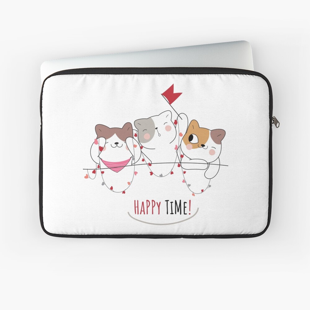 Happy Time Laptop Sleeve - cute pet design by HackerLooks