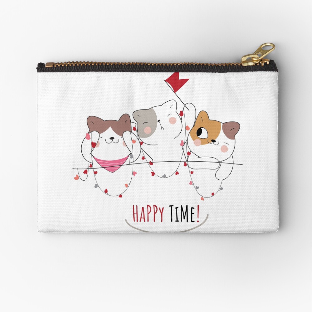 Happy Time Zipper Pouch - cute pet design by HackerLooks