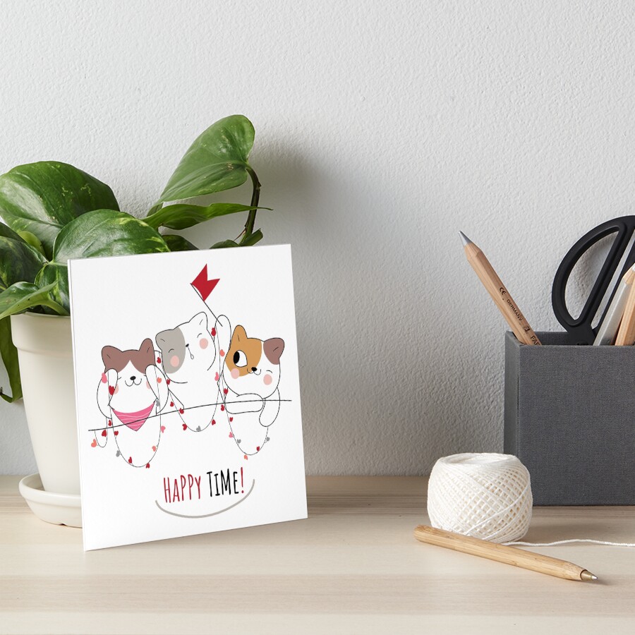Happy Time Art Board Print - cute pet design by HackerLooks