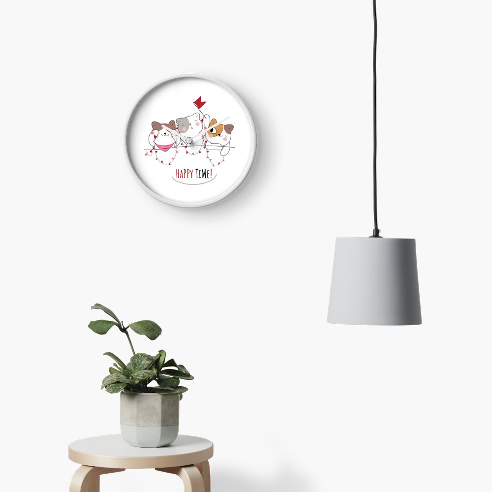 Happy Time Clock - cute pet design by HackerLooks