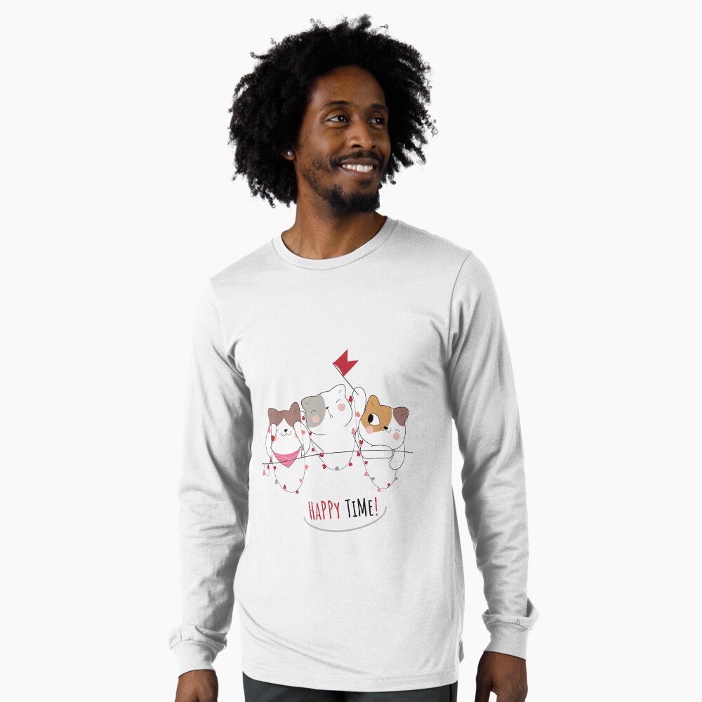 Happy Time Long Sleeve T-Shirt - cute pet design by HackerLooks