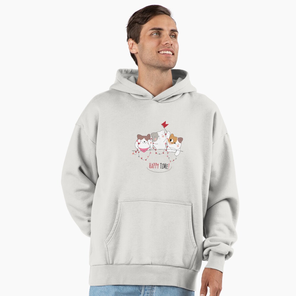 Happy Time Premium Oversized Hoodie - cute pet design by HackerLooks