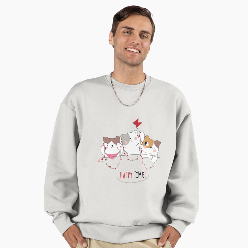 Happy Time Premium Oversized Sweatshirt - cute pet design by HackerLooks