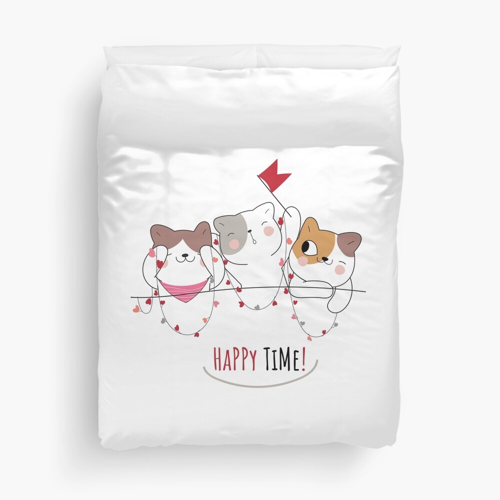 Happy Time Duvet Cover - cute pet design by HackerLooks