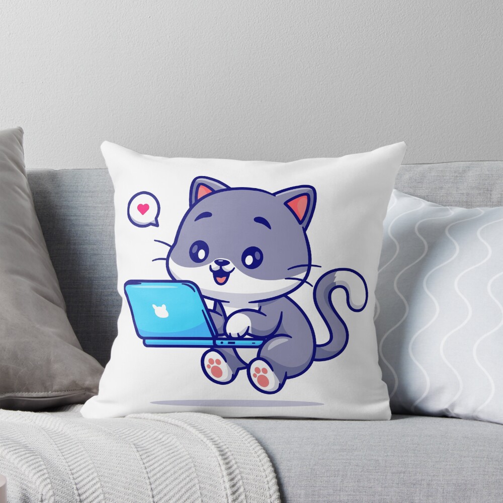 My Geek Pet Throw Pillow - cute pet design by HackerLooks