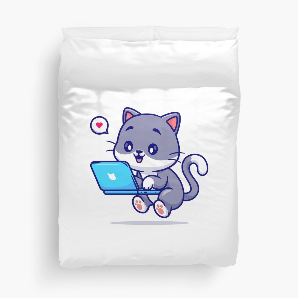 My Geek Pet Duvet Cover - cute pet design by HackerLooks