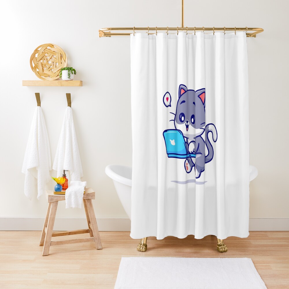 My Geek Pet Shower Curtain - cute pet design by HackerLooks
