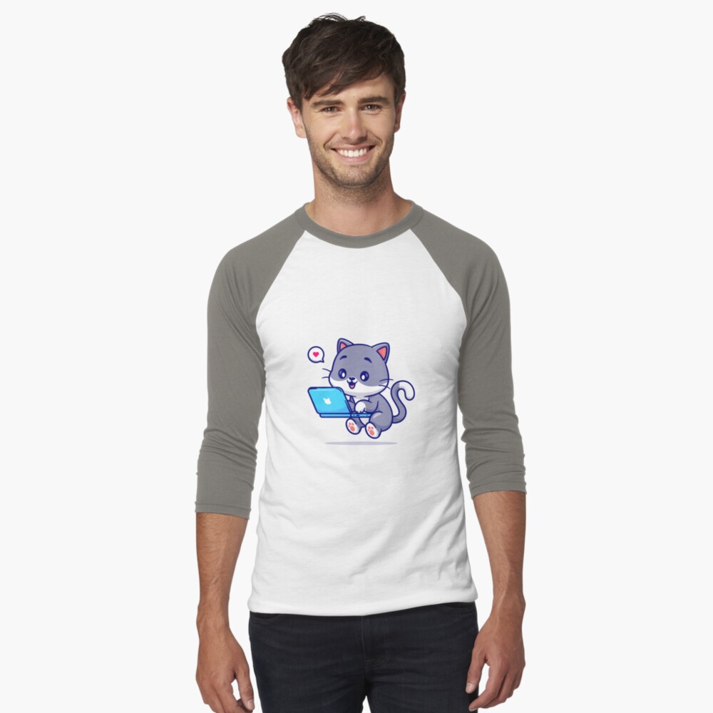 My Geek Pet Baseball ¾ Sleeve T-Shirt - cute pet design by HackerLooks