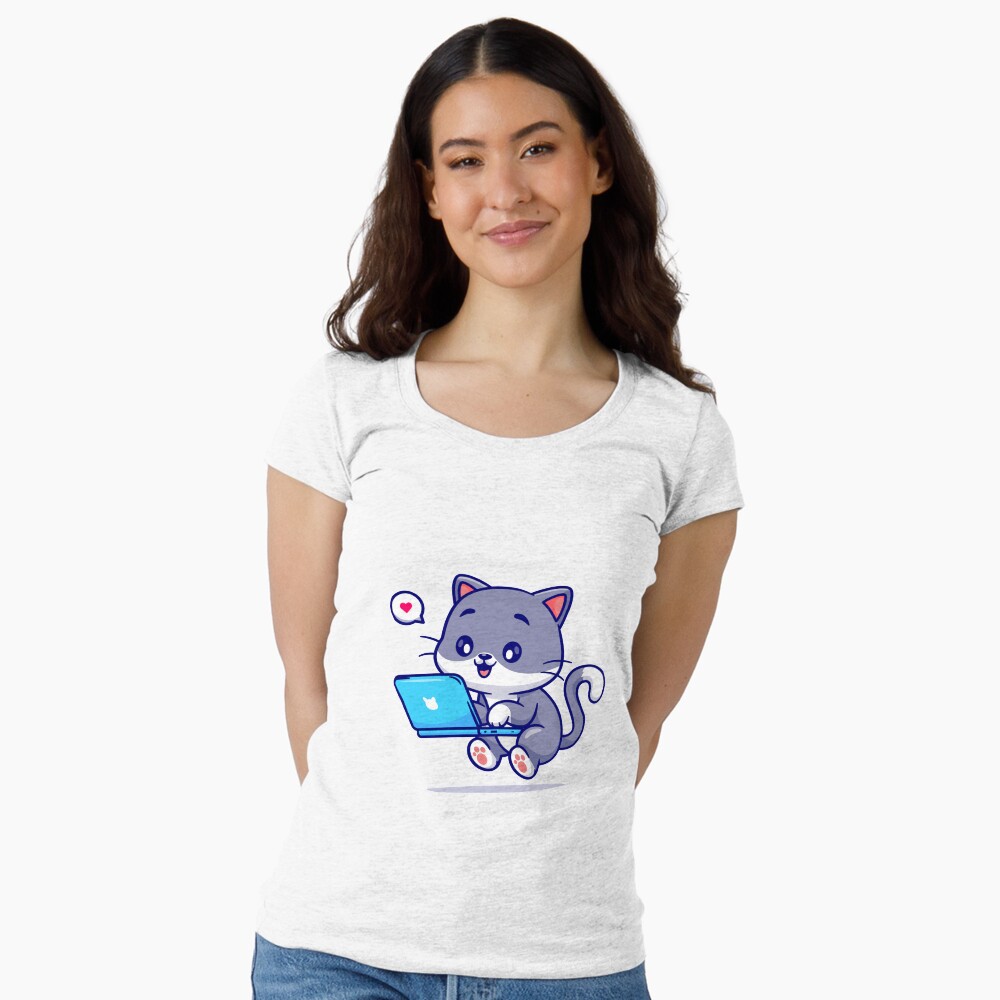 My Geek Pet Fitted Scoop T-Shirt - cute pet design by HackerLooks