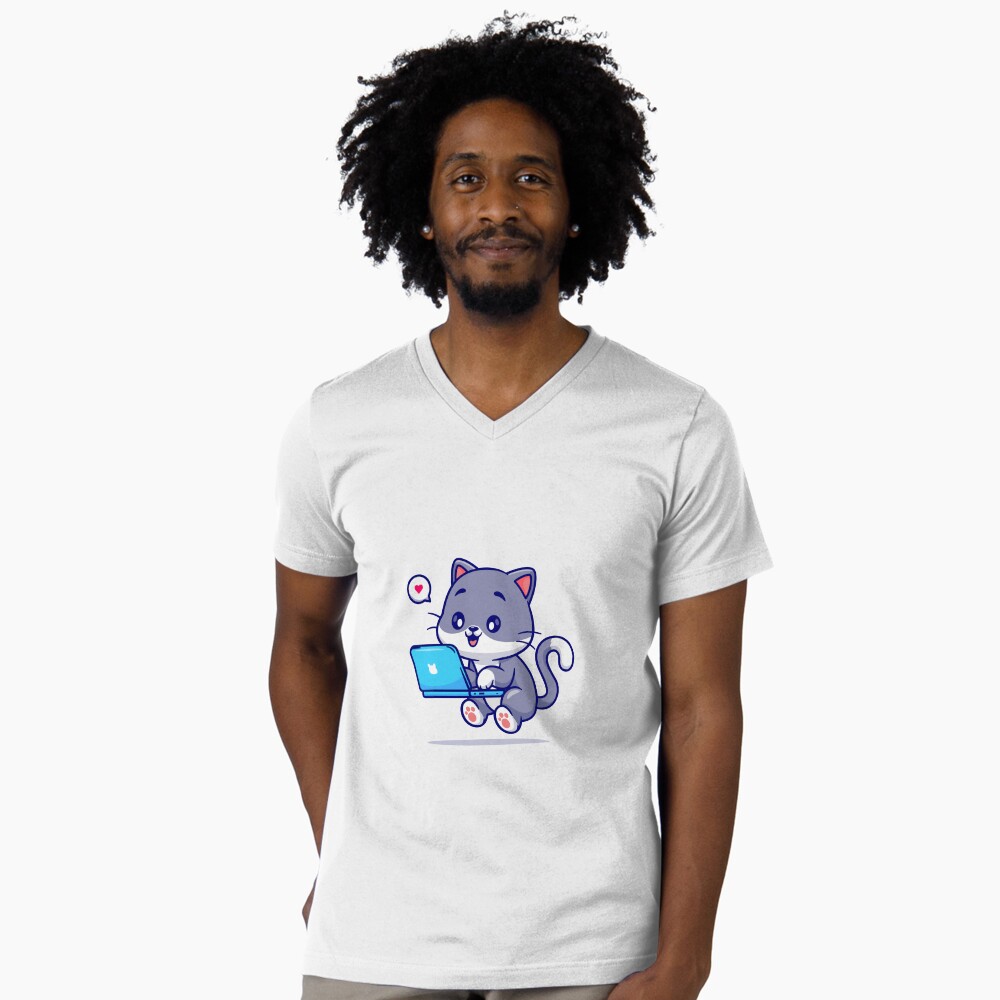 My Geek Pet V-Neck T-Shirt - cute pet design by HackerLooks
