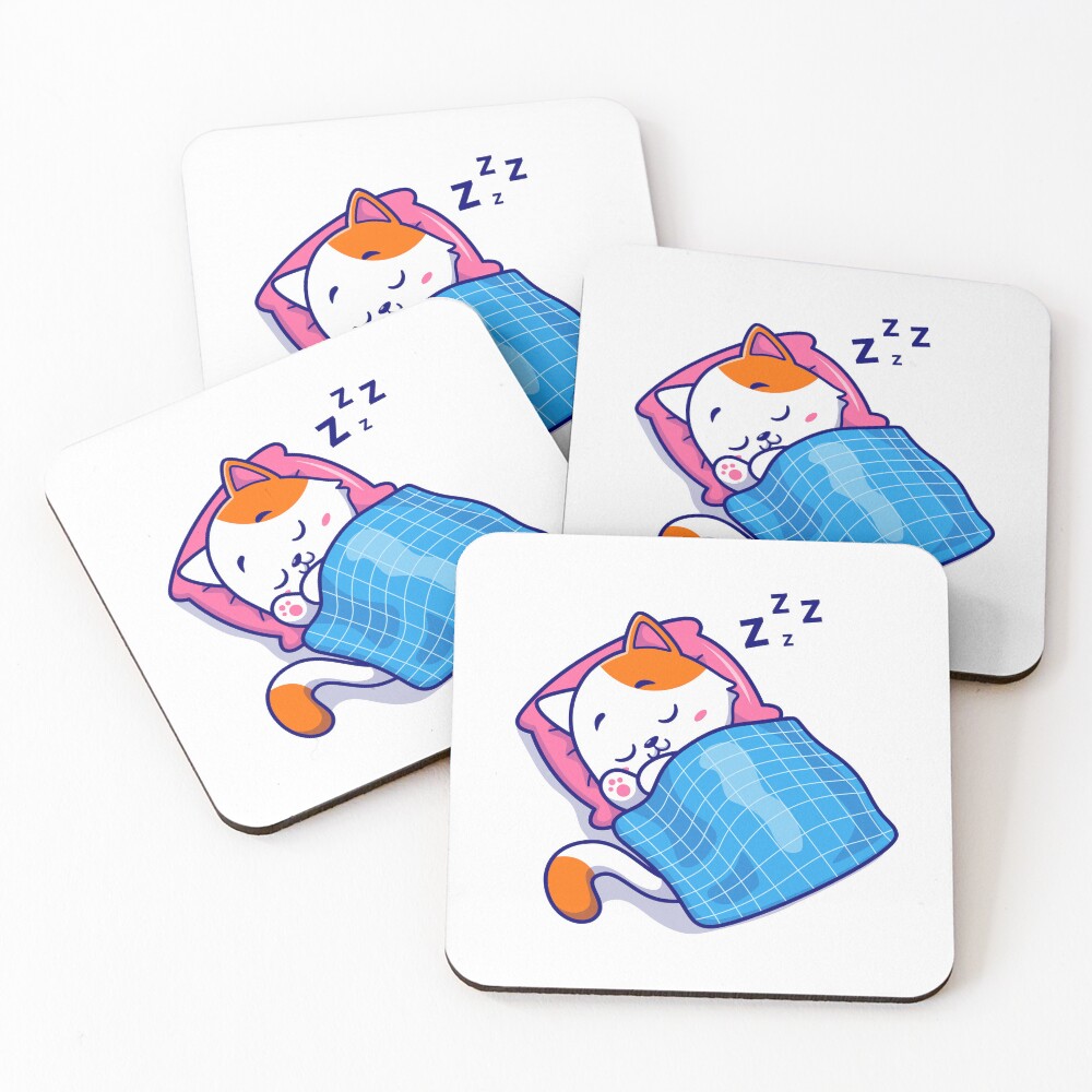 Cute Bed Time Coasters (Set of 4) - cute pet design by HackerLooks