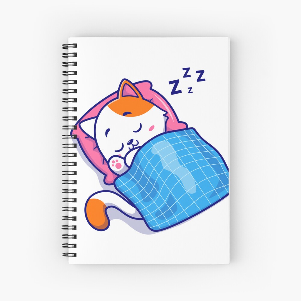 Cute Bed Time Spiral Notebook - cute pet design by HackerLooks