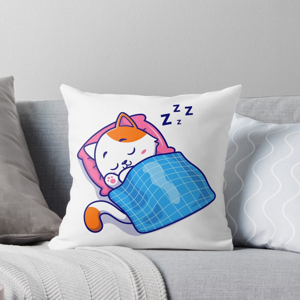 Cute Bed Time Throw Pillow - cute pet design by HackerLooks