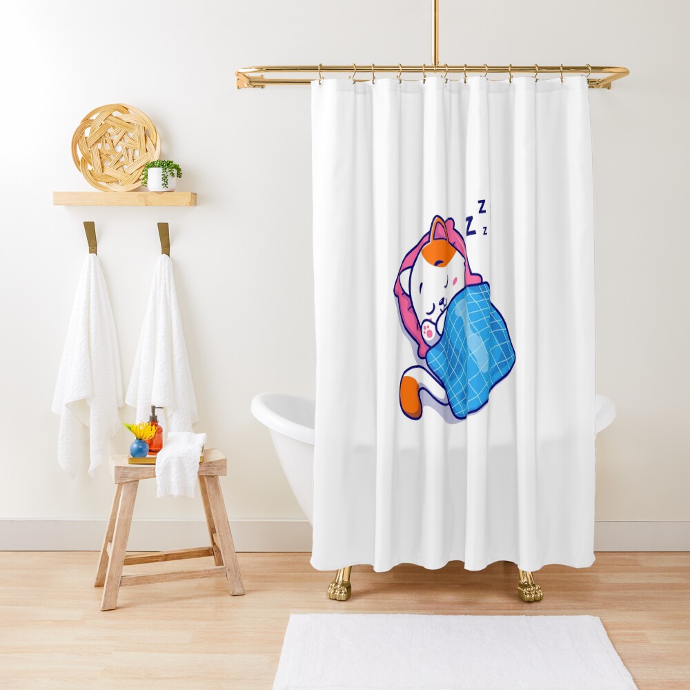 Cute Bed Time Shower Curtain - cute pet design by HackerLooks