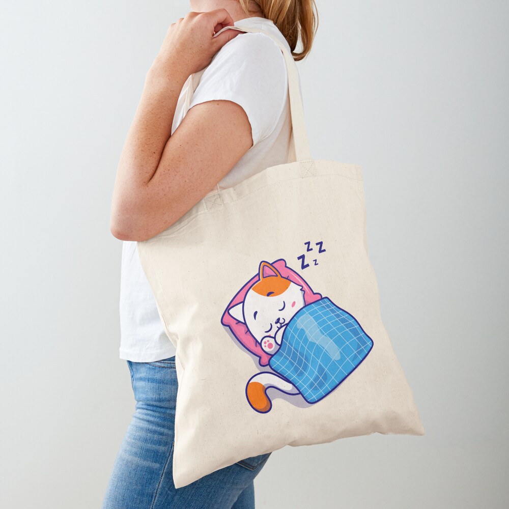 Cute Bed Time Cotton Tote Bag - cute pet design by HackerLooks
