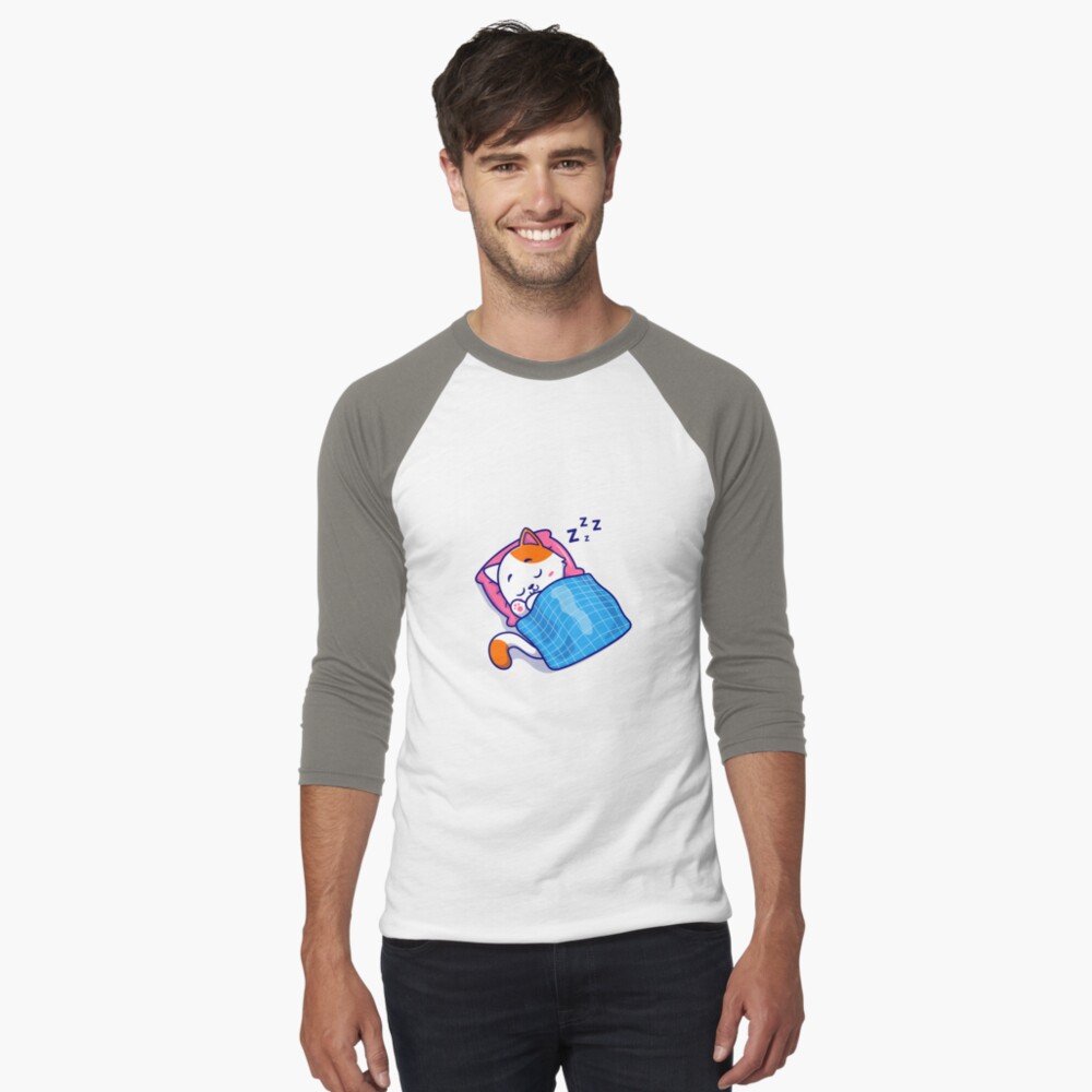 Cute Bed Time Baseball ¾ Sleeve T-Shirt - cute pet design by HackerLooks