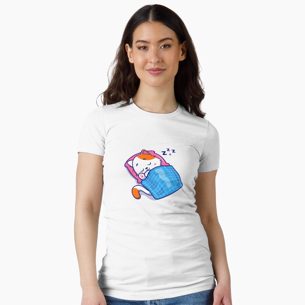 Cute Bed Time Fitted T-Shirt - cute pet design by HackerLooks