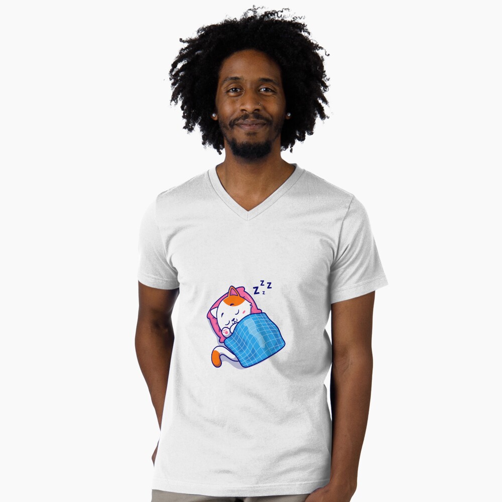 Cute Bed Time V-Neck T-Shirt - cute pet design by HackerLooks