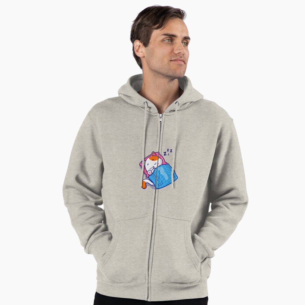Cute Bed Time Zipped Hoodie - cute pet design by HackerLooks