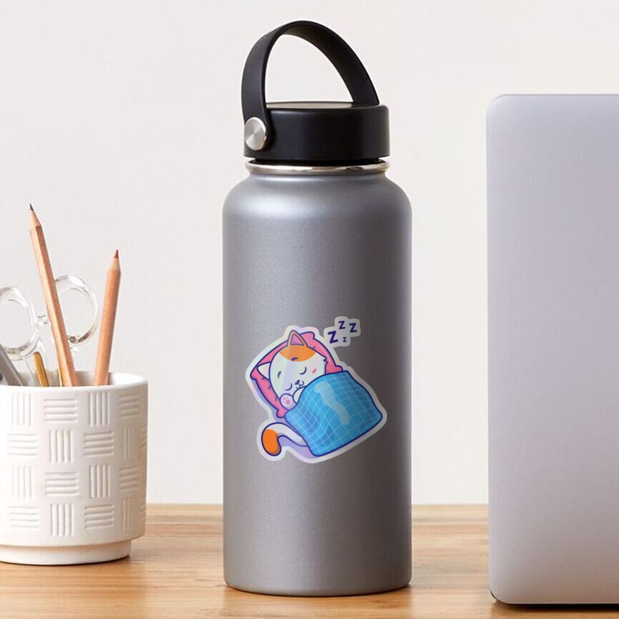 Cute Bed Time Holographic Sticker - cute pet design by HackerLooks