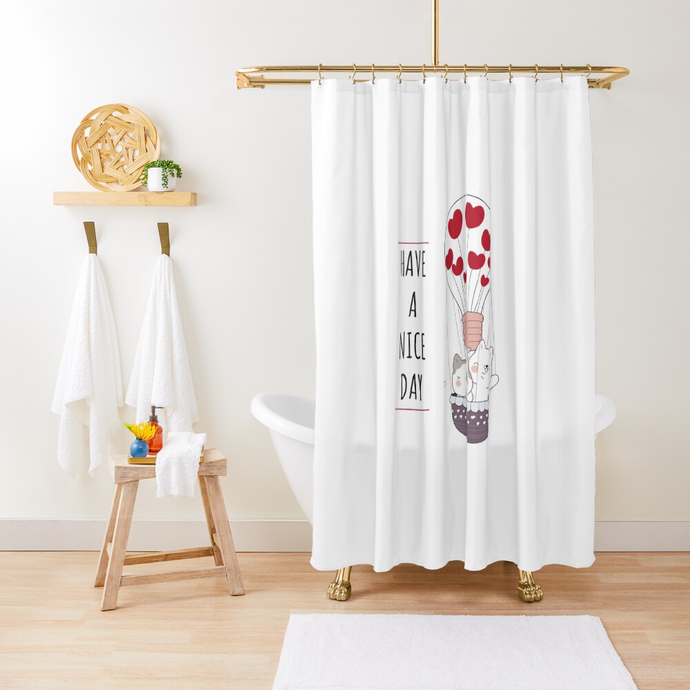 Have a Nice Day Shower Curtain - cute pet design by HackerLooks