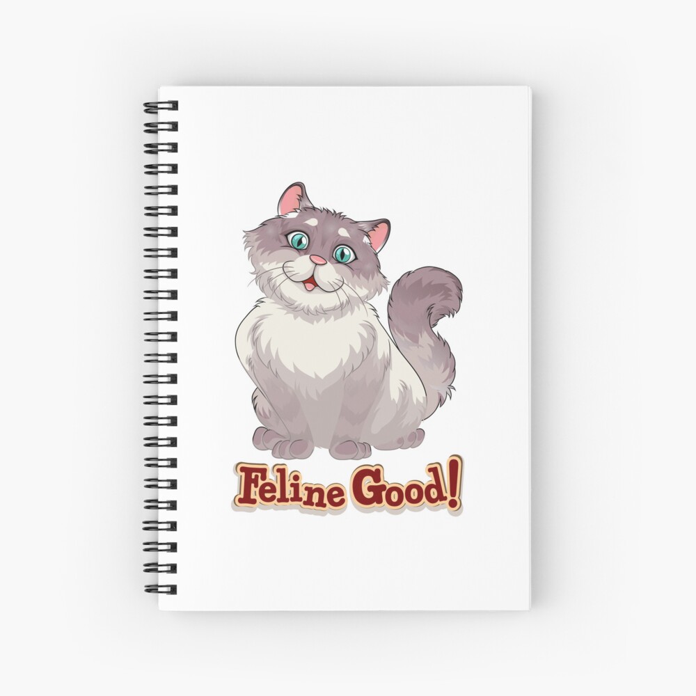 Feeling Good (Feline Good!) Spiral Notebook - cute pet design by HackerLooks