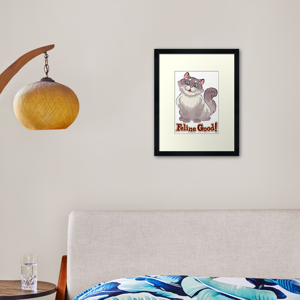 Feeling Good (Feline Good!) Framed Art Print - cute pet design by HackerLooks