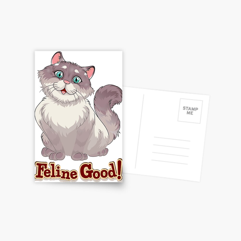 Feeling Good (Feline Good!) Postcard - cute pet design by HackerLooks