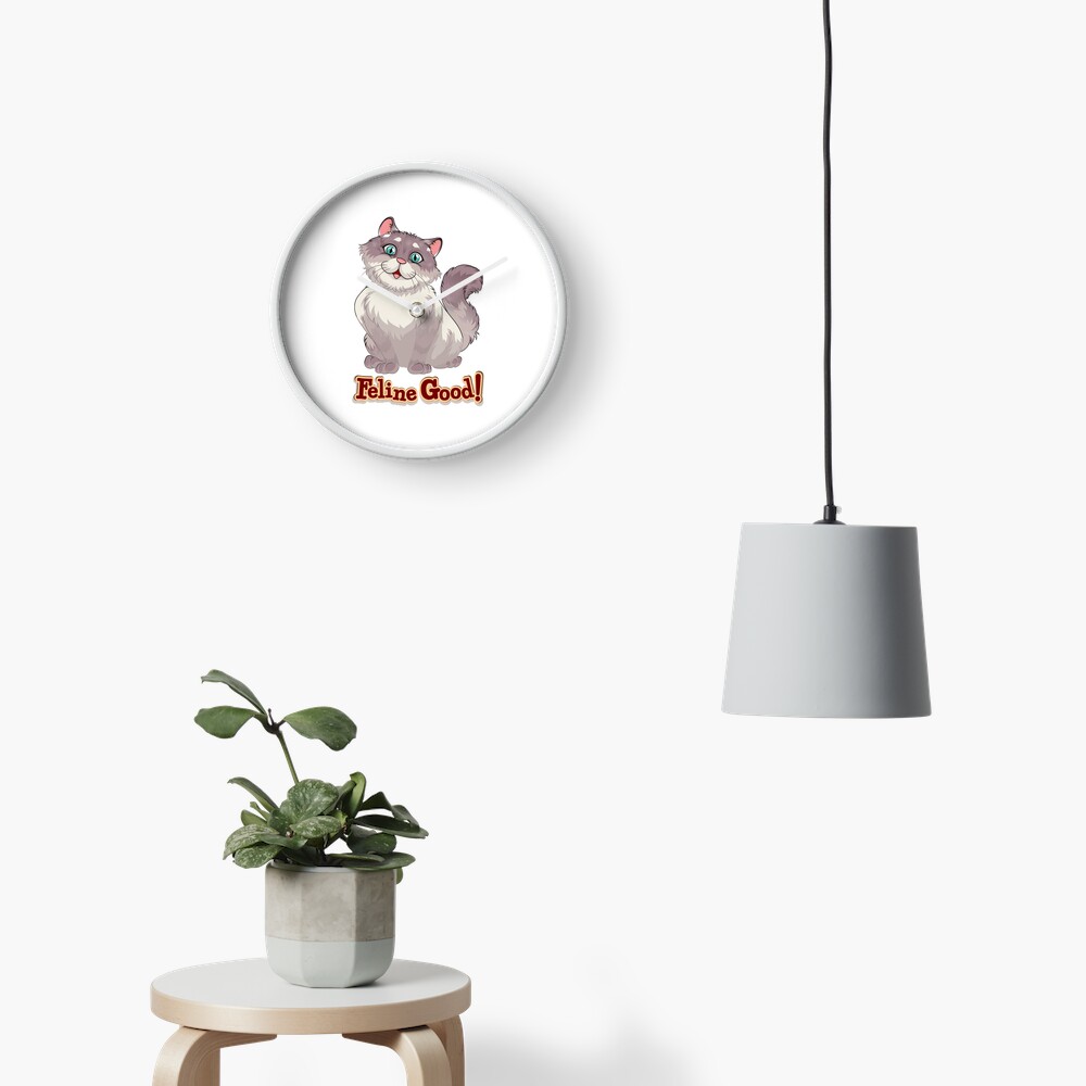 Feeling Good (Feline Good!) Clock - cute pet design by HackerLooks