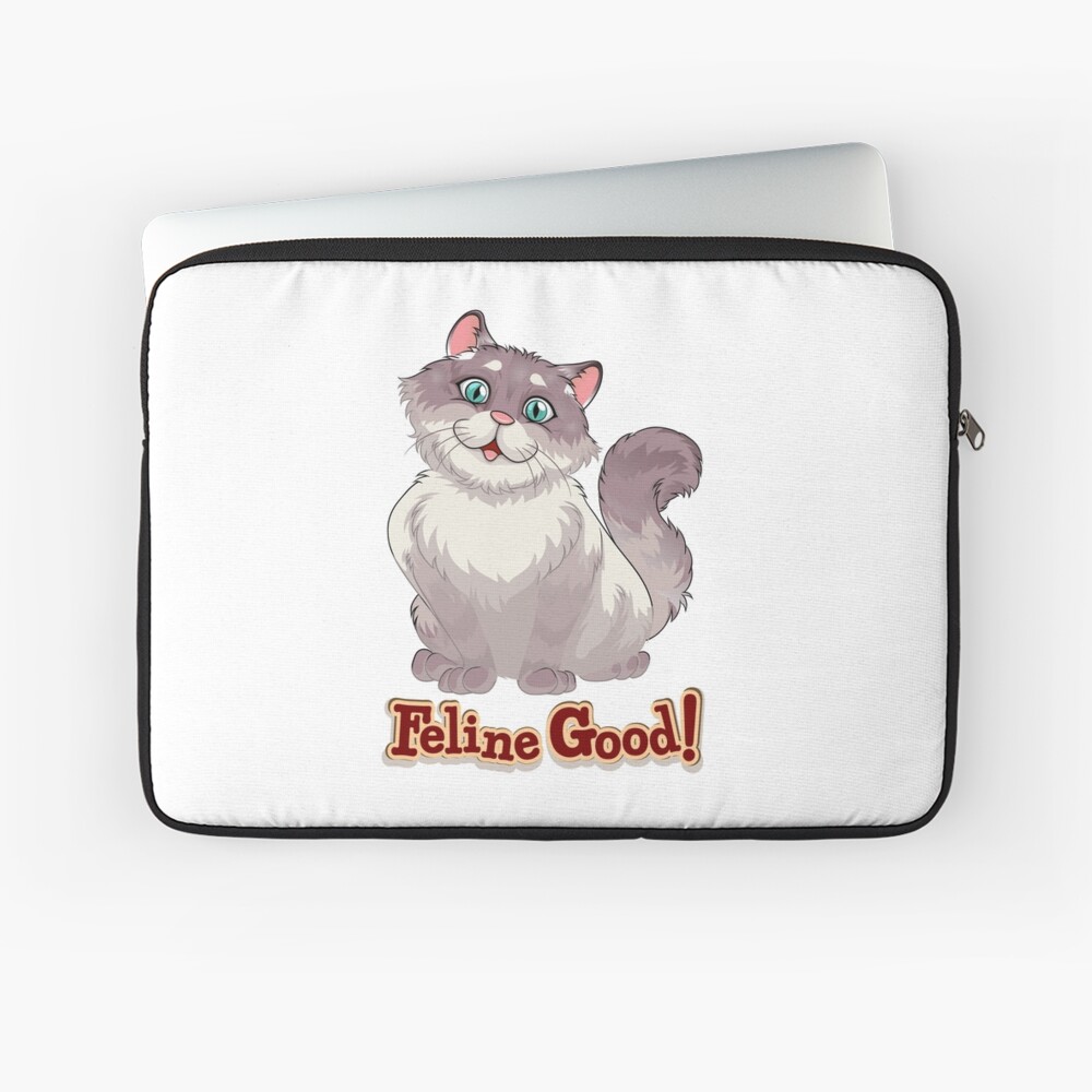 Feeling Good (Feline Good!) Laptop Sleeve - cute pet design by HackerLooks
