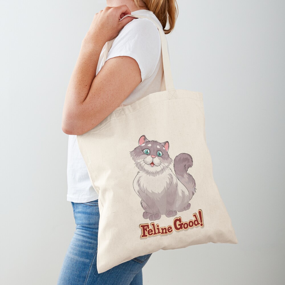 Feeling Good (Feline Good!) Cotton Tote Bag - cute pet design by HackerLooks