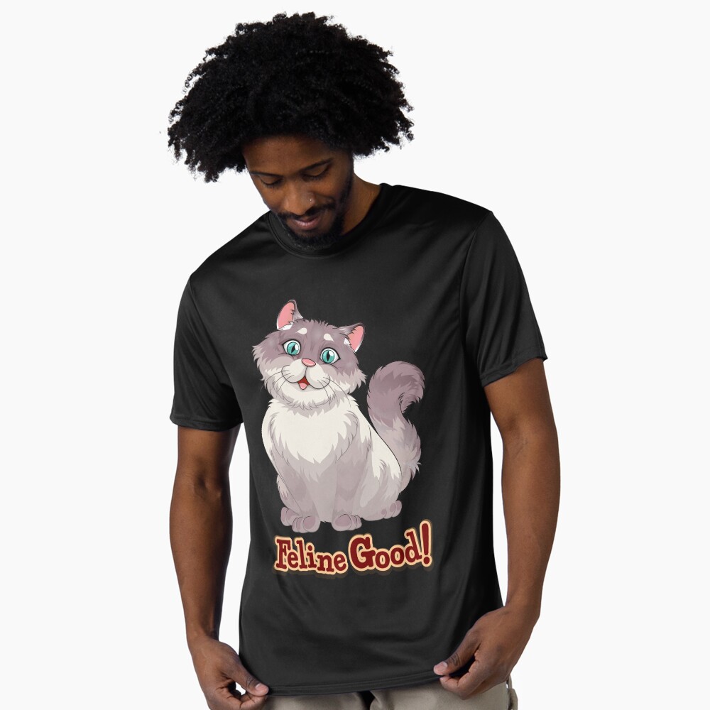 Feeling Good (Feline Good!) Active T-Shirt - cute pet design by HackerLooks